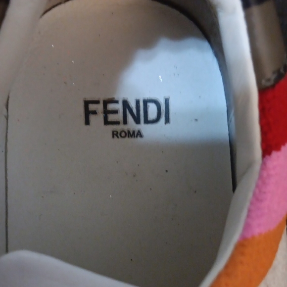 Fendi Kids White Sneakers with Multicolor Stripes - Picture 2 of 7
